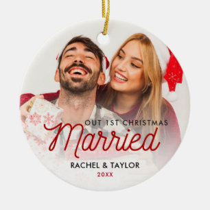 Cute Newlyweds Photo Our First Married Ceramic Tree Decoration