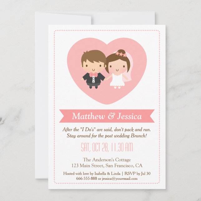 Cute Newlyweds Post Wedding Brunch Invitations (Front)