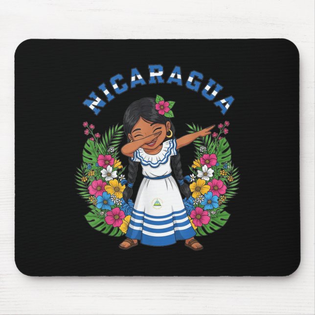 Cute Nicaragua Girl Dabbing Traditional Dress With Mouse Mat (Front)