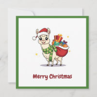 Cute Nice Funny Winter Alpaca Santa Claus