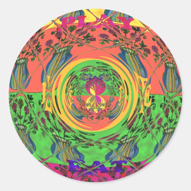 Cute Nice & Lovely Floral Motif Art Print Design Classic Round Sticker (Front)