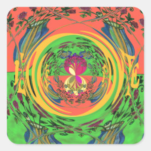 Cute Nice & Lovely Floral Motif Art Print Design Square Sticker