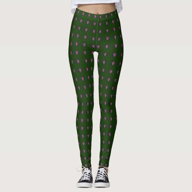 Cute Nice Lovely jungle Green polka-dot Leggings (Front)