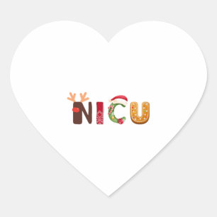Cute NICU Christmas design Heart Sticker