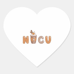 Cute NICU Coffee Halloween design Heart Sticker