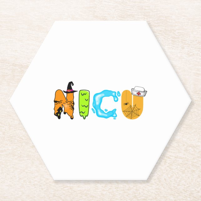 Cute NICU Halloween design Paper Coaster (Front)
