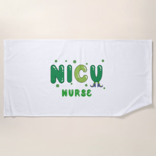 Cute NICU nurse St. Patrick's design Beach Towel