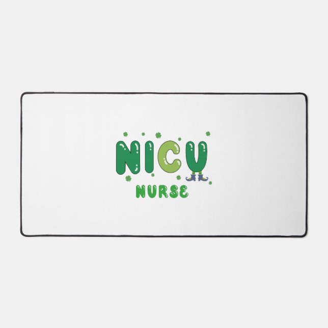 Cute NICU nurse St. Patrick's design Desk Mat (Front)