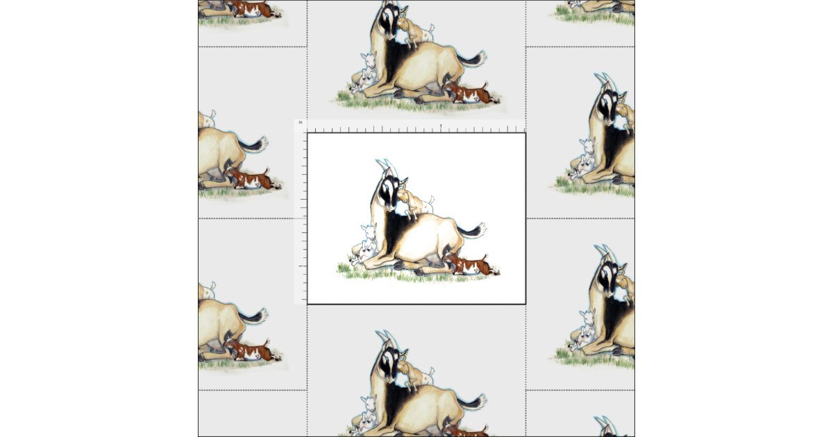 Cute Nigerian Dwarf Goat and Kids pattern Fabric | Zazzle ...