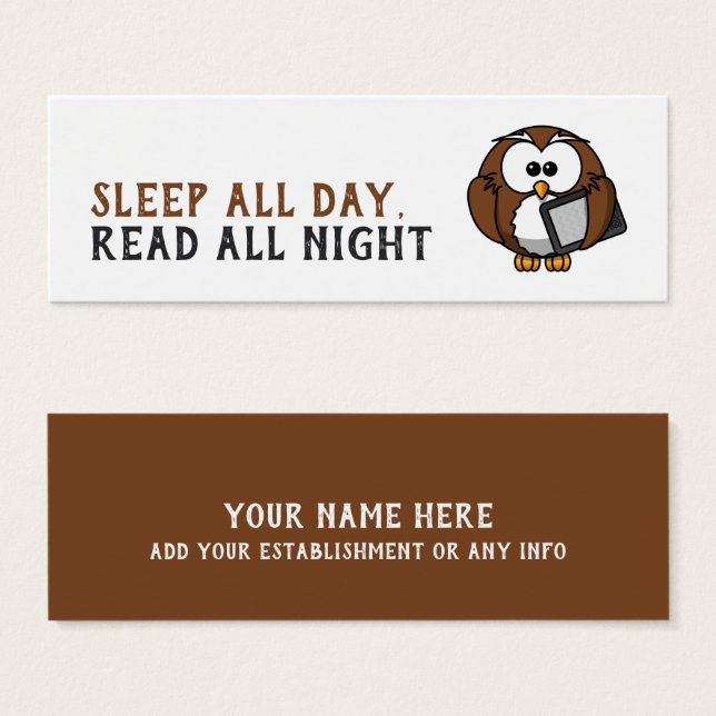 Cute Night Owl Bookmark (Front & Back)