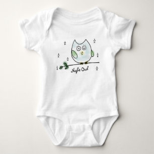 Cute Night Owl Doodle Sketch Baby Bodysuit