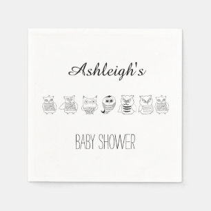 Cute Night Owls Baby Shower Napkin