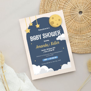 Cute Night Sky Baby Shower Invitation