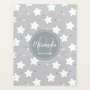Cute Night Sky with Custom Monogram and Name Planner