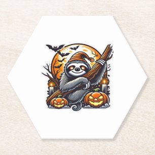 Cute Night Sloth Halloween Classic T-Shirt Paper Coaster