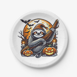 Cute Night Sloth Halloween Classic T-Shirt Paper Plate