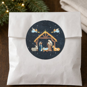 Cute Night When Christ Was Born Classic Round Sticker