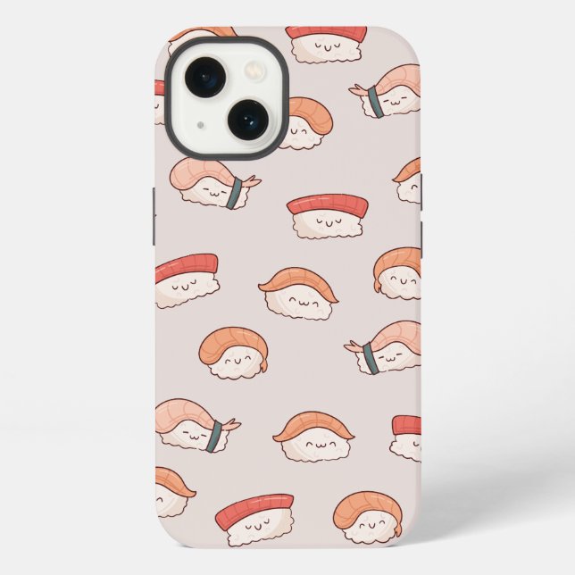 Cute Nigiri Sushi Seamless Pattern iPhone Case (Back)