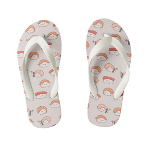 Cute Nigiri Sushi Seamless Pattern Kid's Flip Flops