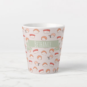 Cute Nigiri Sushi Seamless Pattern Latte Mug