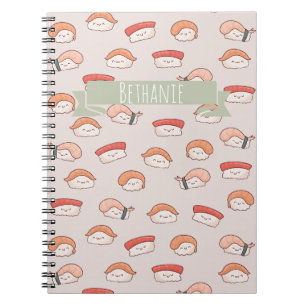 Cute Nigiri Sushi Seamless Pattern Notebook