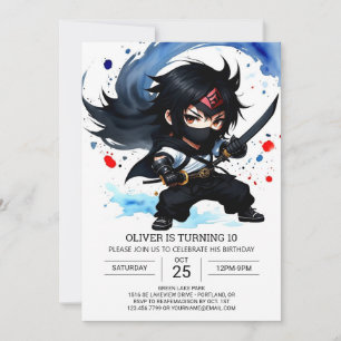 Cute Ninja Adventure Kids' Birthday Invitation