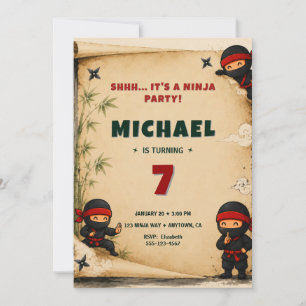Cute Ninja Birthday Invitation
