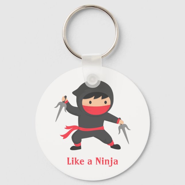 Cute Ninja Boy with Sai Weapons for Kids Key Ring (Front)