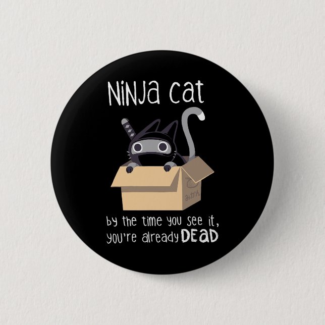 Cute Ninja Cat  6 Cm Round Badge (Front)