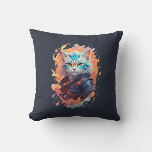 Cute Ninja Cat Warrior Design Cushion