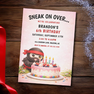 Cute Ninja Colorful Cake Candles Kids Birthday Invitation