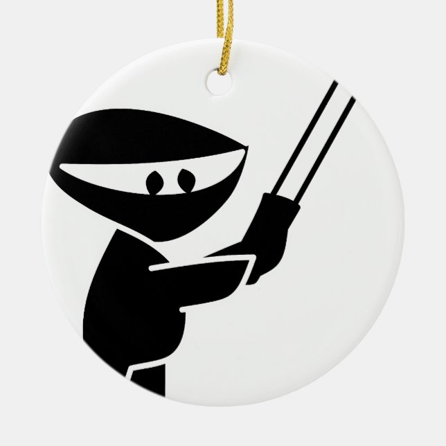 cute ninja graphic ceramic tree decoration (Front)