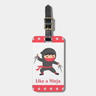 Cute Ninja Kid with Sai Weapons for Kids Luggage Tag