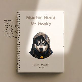 Cute Ninja Master Husky custom Notebook Cream  