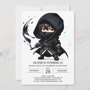 Cute Ninja Surprise Kids' Birthday Invitation