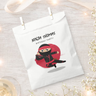 Cute Ninja Warrior Black & Red Kids Birthday Party Favour Bags