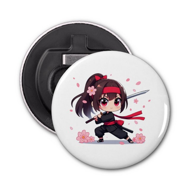 Cute ninja warrior blossom girl bottle opener (Front)