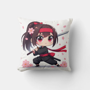 Cute ninja warrior blossom girl cushion
