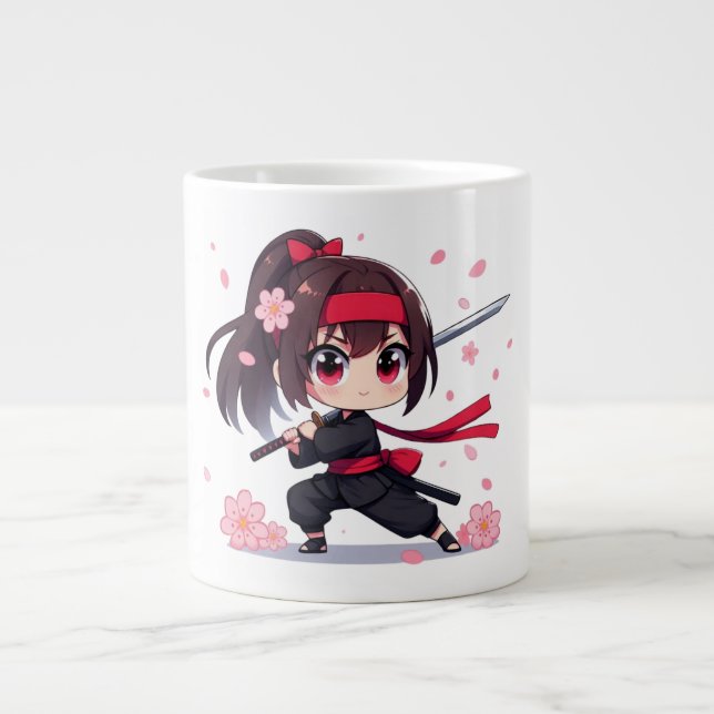 Cute ninja warrior blossom girl large coffee mug (Front)