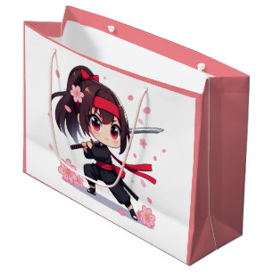 Cute ninja warrior blossom girl large gift bag
