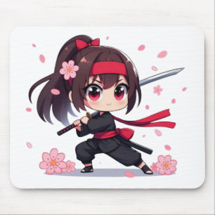 Cute ninja warrior blossom girl mouse mat