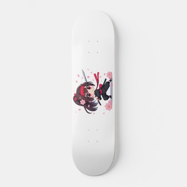 Cute ninja warrior blossom girl skateboard (Front)