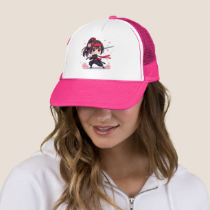 Cute ninja warrior blossom girl trucker hat