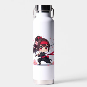 Cute ninja warrior blossom girl water bottle