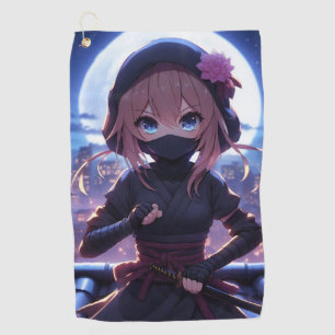 Cute ninja warrior girl  golf towel