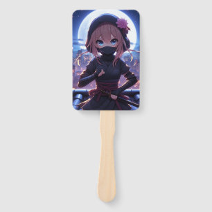 Cute ninja warrior girl hand fan