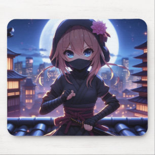 Cute ninja warrior girl mouse mat