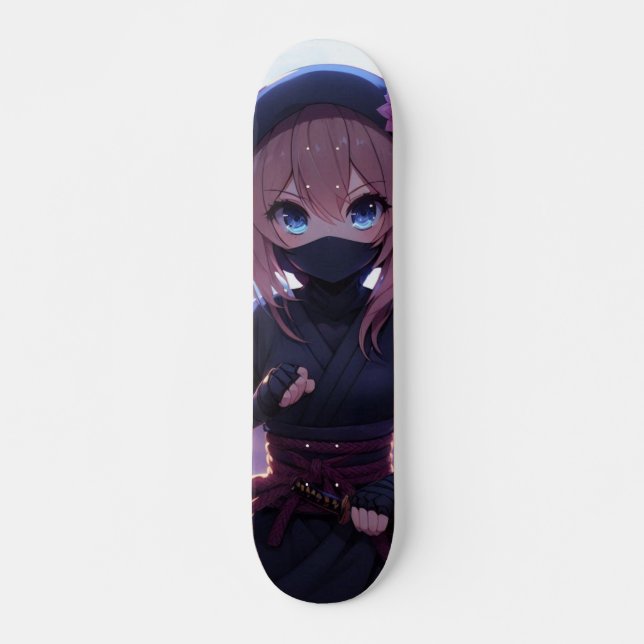 Cute ninja warrior girl  skateboard (Front)