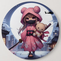 Cute ninja warrior girl & teddy