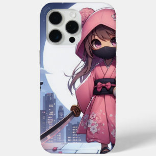 Cute ninja warrior girl & teddy iPhone 15 pro max case